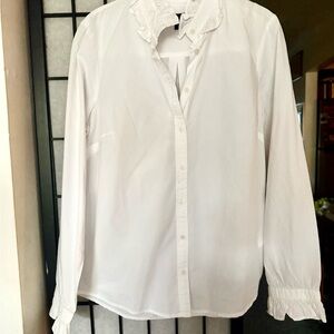 J. Crew White Ruffle Blouse